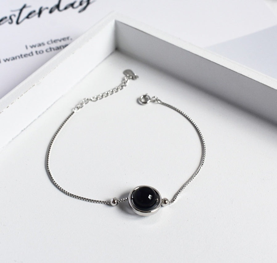 Glimissy 925 Sterling Silver Geometric Healing Crystal Bracelet