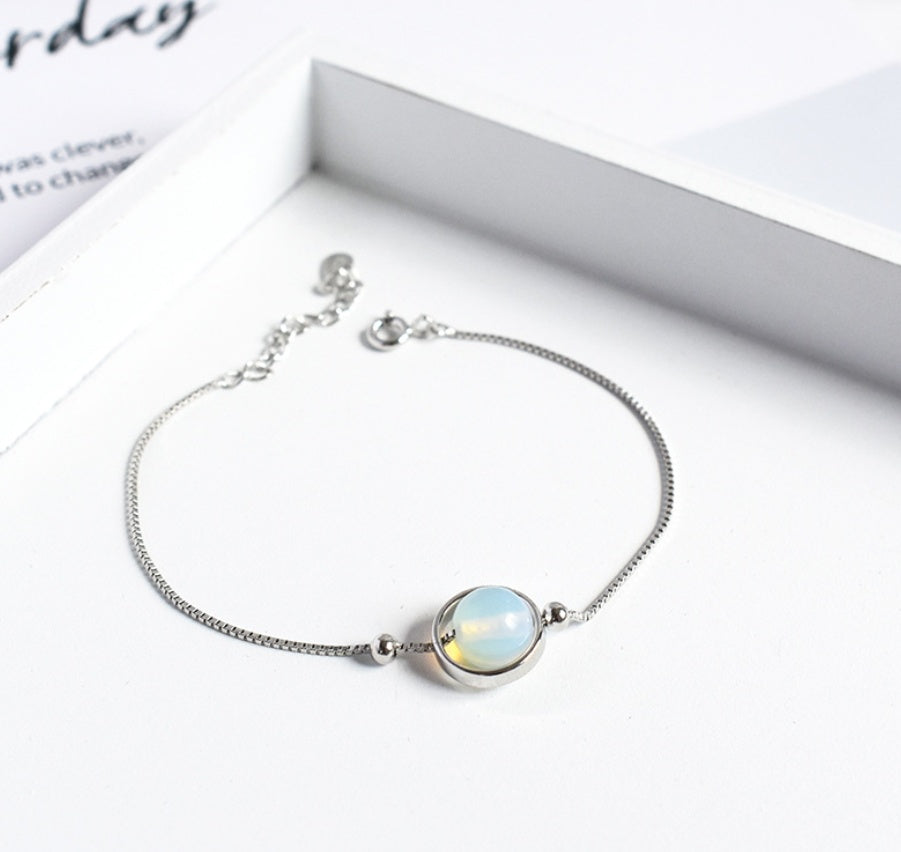 Glimissy 925 Sterling Silver Geometric Healing Crystal Bracelet