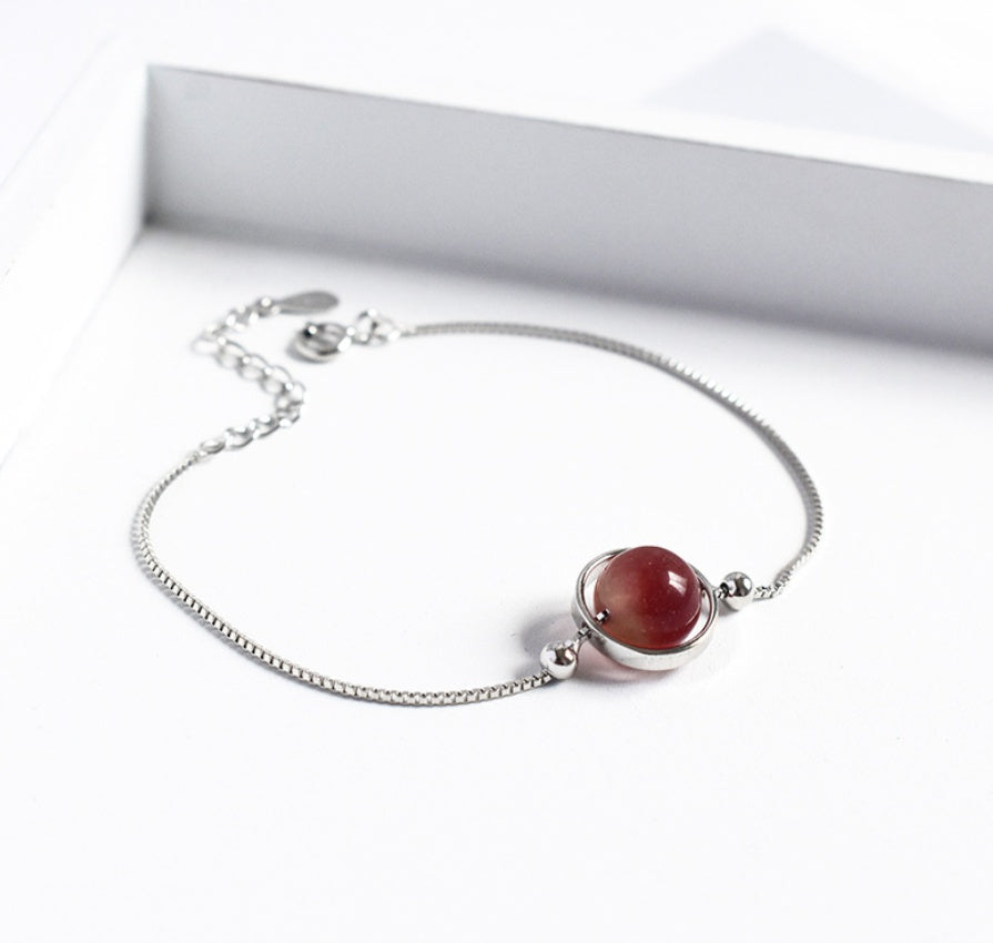 Glimissy 925 Sterling Silver Geometric Healing Crystal Bracelet