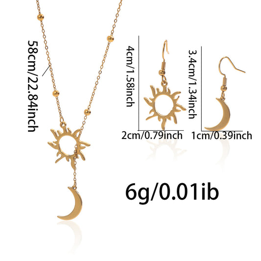 Glimissy Celestial Balance Set – 18K Gold Plated Sun & Moon Jewelry