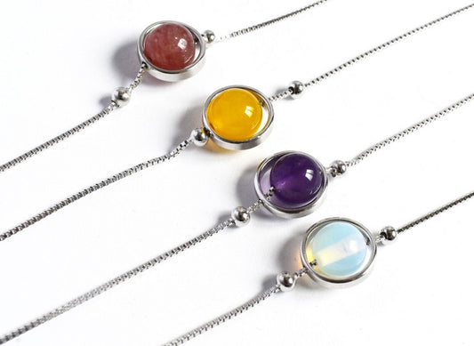 Glimissy 925 Sterling Silver Geometric Healing Crystal Bracelet